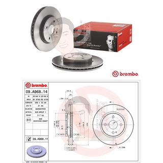 09 A968 11 จานเบรค ล้อ F (ยี่ห้อ BREMBO) รุ่น UV MAZDA มาสด้า 2 (DE) 1.5 ปี 2010-&gt;