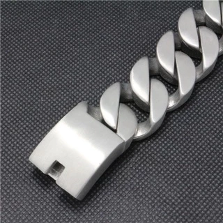 หนักขนาดใหญ่สีเงิน Cuban Curb Casting Link Chain สร้อยข้อมือ 316L สแตนเลส Cool Men กําไลข้อมือเครื่องประดับ 20 มม.