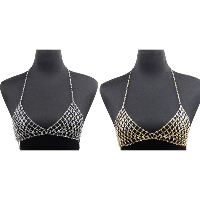 Shwnee วันหยุดพักผ่อนไนท์คลับหน้าอกโซ่ร่างกายบิกินี่เพชรเทียมคริสตัล Bra Chain Top Bra Chain
