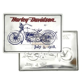 ป้ายสังกะสีวินเทจ Harley Davidson 1928 (ปั๊มนูน), ขนาด 20x30 ซม.