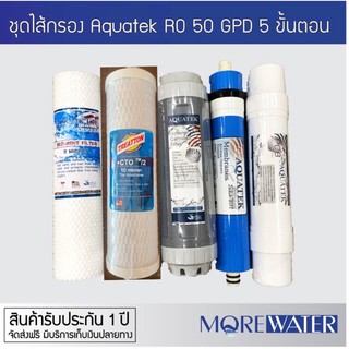 ชุดไส้กรองน้ำ Aquatek USA ระบบ RO 50GPD ครบชุด สำหรับเครื่องกรองน้ำระบบ RO ทุกรุ่น MoreWater