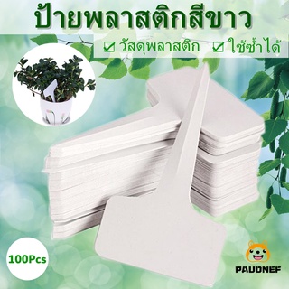 ป้ายพลาสติกสีขาวสําหรับตกแต่งสวน 100 ชิ้น