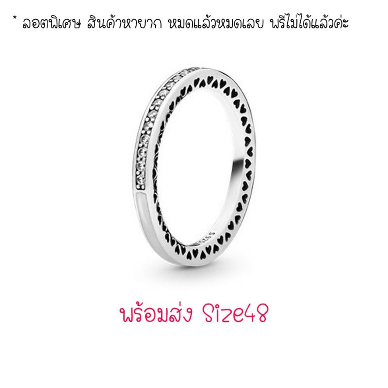 (ของแท้100%)Pandora silver ring แหวนเพชรครึ่งวง