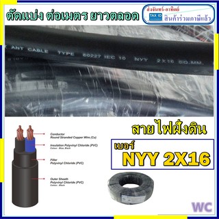 สาย NYY สายไฟฝั่งดิน หุ้มฉนวน 2 แกน 2x16 SQMM เบอร์16 ตัดเป็นเมตร