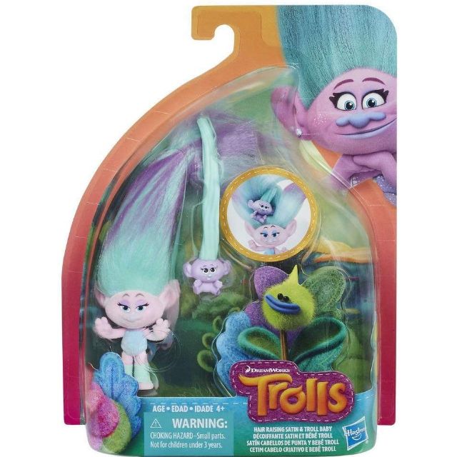 Trolls DreamWorks Hair Raising Satin and Troll Baby Figure Model ตุ๊กตาโทรลส์ ของแท้