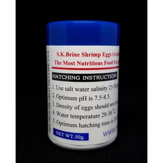 SK ไข่อาร์ทิเมีย กระปุกสีขาว เลี้ยงลูกปลา พ่อแม่พันธ์ุ Artemia Cysts 50 g.