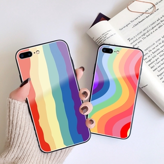 【รุ้ง】full cover เคสโทรศัพท์กระจกนิรภัยไล่ระดับสีรุ้ง OPPO R17 R15 Pro R9 R9s R7s R11 R11s Plus F1 F3 Plus A37 เคสโทรศัพท์แบบแข็ง