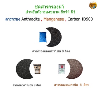 ชุดสารกรองน้ำใช้ 3 ชนิด Carbon ID900 9 ลิตร,Manganese 8 ลิตร,Anthracite 8 ลิตร