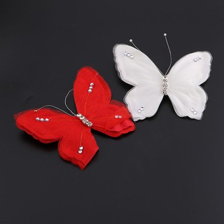 Beautiful White Lace Butterfly Bridal Wedding Hairpins Crystal Paved Women Handmade Hair Jewelry Hair Accessories