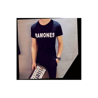 DUGATPY เสื้อยืดสุภาพบุรุษ ROAMONES (สีดำ)