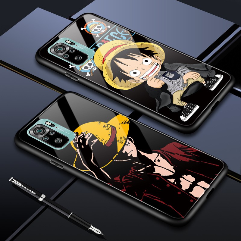Xiaomi Redmi Note 10 10s Pro 5g สำหรับ Anime One Piece Luffy Glass Casing Phone Case Cartoon Pro 8816