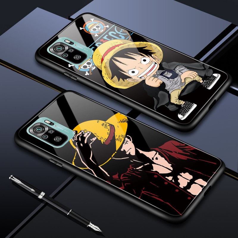 Xiaomi Redmi Note 10 10s Pro 5g สำหรับ Anime One Piece Luffy Glass Casing Phone Case Cartoon Pro 9493