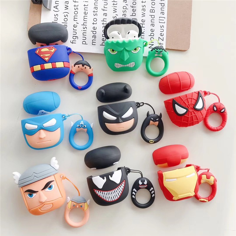สําหรับ Apple AirPods 1 2 เคสหูฟัง ลาย Marvel Captain America Spider-Man กันกระแทก