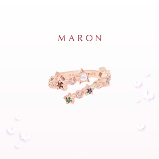 MARON - Nine Lucky Stars Cross Ring ชุบ Rose Gold แหวนดาวนพเก้า เสริมดวง เงินแท้925