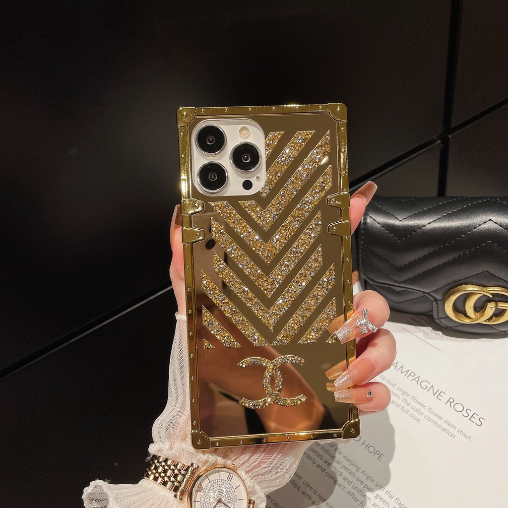 เคสโทรศัพท์มือถือ ทรงสี่เหลี่ยม พร้อมกระจก แฟชั่นหรูหรา สําหรับ OPPO A97 A98 A57 A96 A76 A36 A74 A95 A72 A73 A93 A55 A54 A53 A52 A32 A31 A8 4G 5G 2021 2022