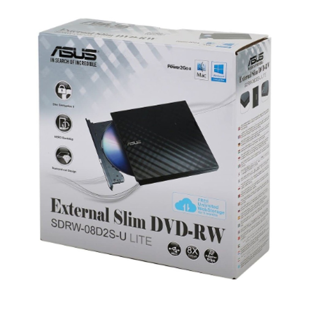 ฮาร์ดไดรฟ์ DVD ภายนอก Slim แบบพกพา Asus SD RW 08D2S-U LITE