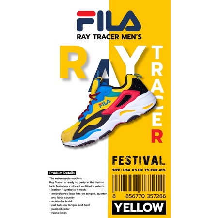 รองเท้า FILA สีเหลือง FILA-RAY-TRACER รองเท้าลำลอง ยี่ห้อ FILA