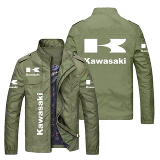 Kawasaki LOGO Jacket Car Shop Workwear European American VULCAN S NINJA400 NINJA650 Z650 W800 Z900 NINJA1000SX VERSYS 1000 KLX230  ER-6N Z400 Z650 H2R Z900RS ZX-10R Z1000 NINJA1000 Casual Plus Size Loose Thin Stand-Up Collar Zipper Windbreaker