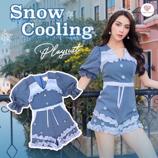 Snow Cooling Playsuit : Maria Diamond เพลย์สูทขาสั้นทรงเเขนตุ๊กตา