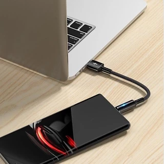 Ankndo สายชาร์จ USB Type C แบบสั้น 25 ซม. พร้อมไฟแสดงสถานะ สําหรับ Samsung Android 2.4A