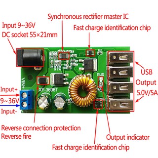 dc - dc โมดูลพาวเวอร์ซัพพลาย 24v/12v to 5 v 5a converter สํารอง lm 2596 s