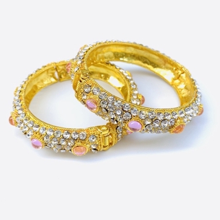 Vintage jewelry เครื่องประดับชุดไทยโบราณ สร้อยคอสีทอง ครบเซทพลอยสีชมพู