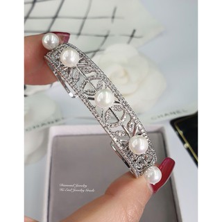 Diamond Bangle  กำไลข้อมือประดับมุกงานเพชร CZ แท้