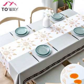 TOWAY-ผ้าปูโต๊ะ  ผ้าคลุมโต๊ะ PVC กันฝุ่นกันน้ำ ทนต่อรอยขีดข่วนได้ รุ่น QY-9