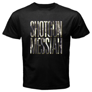 แขนสั้นcrew neckเสื้อยืด พิมพ์ลายวงร็อคเมทัล Messiah Glam สีดํา สําหรับผู้ชายS-XXXXL