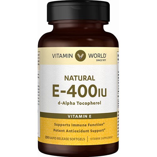 วิตามินอี บำรุงผิว Natural Vitamin E 400IU 250 Softgels (Vitamin World 463)
