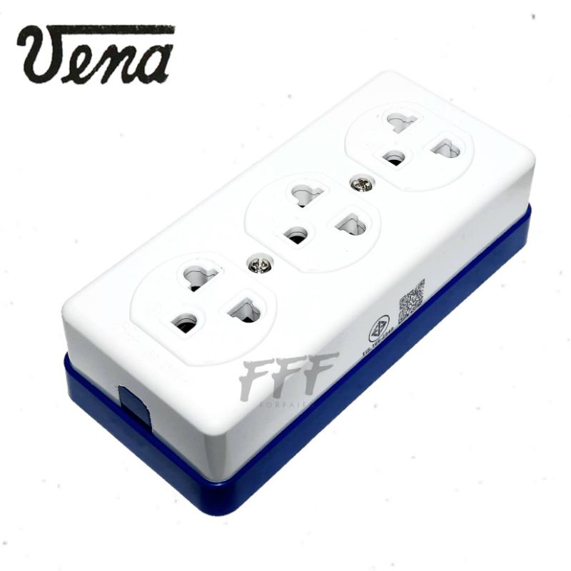 [VENA] ปลั๊กสามตา ปลั๊กไฟ เต้ารับไฟฟ้า 3 ที่ ทูโทน-ซีรี่ส์ 3 ขามีกราวด์ GR1633 ยี่ห้อ VENA