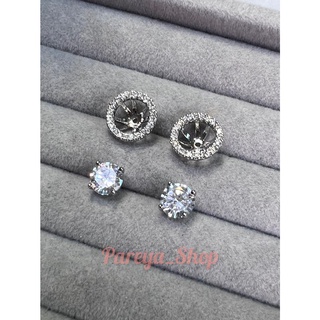 พร้อมส่ง ต่างหูเพชรCZ เงินแท้ 92.5% ใส่ได้ 2 แบบ ต่างหูแฟชั่น ตุ้มหูเพชร ไม่ลอก ไม่ดำ ไม่แพ้ เกรดAAA พร้อมกล่องกำมะหยี่
