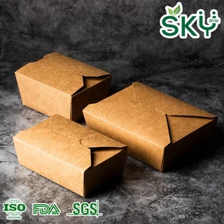 [ขายส่ง 200 ชุด] SKY กล่องอาหารกระดาษคราฟท์ กล่องข้าว เดลิเวอรี่ Food Grade 4 ฝา ขนาด 700|800|1000|1400|1500ml