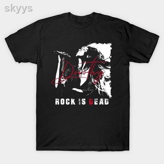 ♦□เสื้อยืดลําลองสําหรับผู้ชายแขนสั้นคอลูกเรือ Rock Is Dead 2ERT