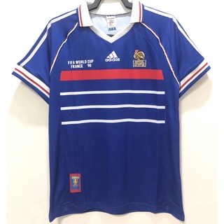 เสื้อกีฬาแขนสั้น ลายทีมชาติฟุตบอล France World Cup 1998 ชุดเหย้า คุณภาพสูง AAA