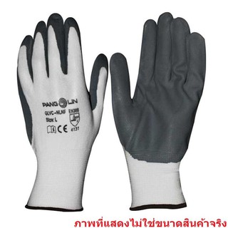 ถุงมือไนลอนเคลือบโฟมไนไตร Mขาว-เทา แพงโกลิน GLVC-NLNF/M Nylon coated nitrile gloves M White-Gray Pangolin GLVC-NLNF / M