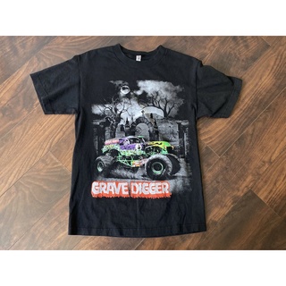 Men’s Monster Jam Grave Digger Truck style T shirt Graveyard cool summer black เสื้อยืดแขนสั้นผู้ชายสไตล์เกาหลี oversize