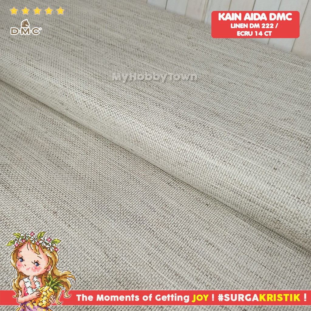 ผ้าเย็บปักถักร้อย Aida 14ct DMC Linen Aida - ECRU
