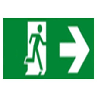 แผ่นป้ายทางออกฉุกเฉิน เลี้ยวขวา DELIGHT GLA1 EMERGENCY EXIT SIGN DELIGHT GLA1 PERSON THROUGH DOORWAY RIGHT ARROW