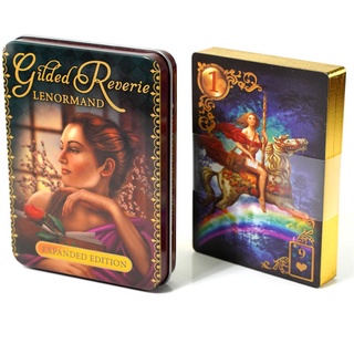 กล่องเหล็ก 10x6.3 ซม. ขอบสีทอง เกม Lenormand Oracle