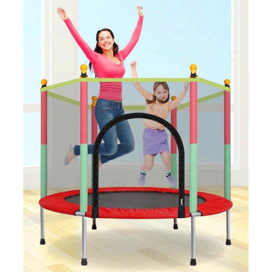 Trampoline แทรมโพลีน 4F สีแดง Red ชมาด140cm X 122cmแทรมโพลีน กระโดด สปริงบอร์ดออกกำลัง Trampoline Jump แทรมโพลีนเด็ก