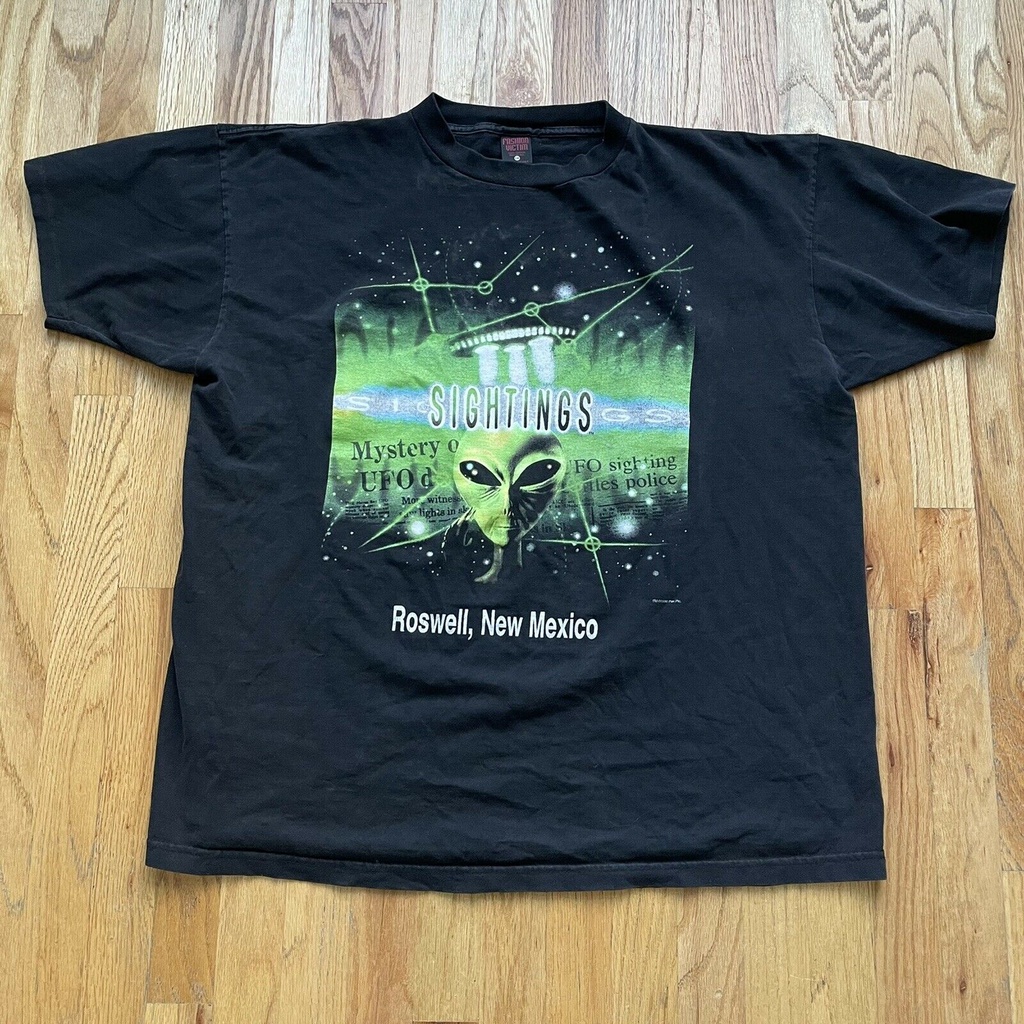 Mens 90S Fashion Victim Roswell Mexico Aliens Black Tee