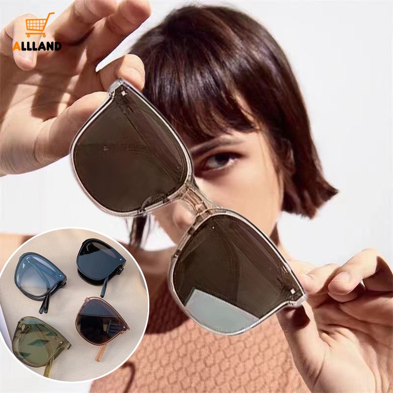 แว่นตากันแดด กรอบใส ทรงกลม พับได้ พกพาง่าย สไตล์วินเทจ ป้องกัน UV400 สําหรับทุกเพศ