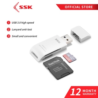 SSK เครื่องอ่านการ์ดรีดเดอร์ Usb 2 In 1 Card Reader Usb 3.0 ความเร็วสูงรองรับ Sd/Tf Card