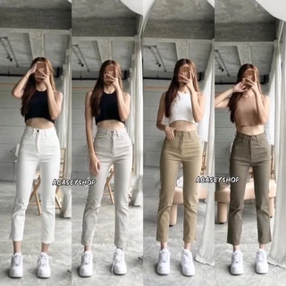 Acasey กางเกงยีนส์ผู้หญิง ขายาว ทรงกระบอกเล็ก ทรงบอยสลิม ทรงสวยมาก ป้าย Xoxo เกาหลี