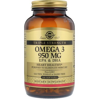 Solgar, Omega-3 EPA &amp; DHA, Triple Strength, 950 mg, 100 Softgels