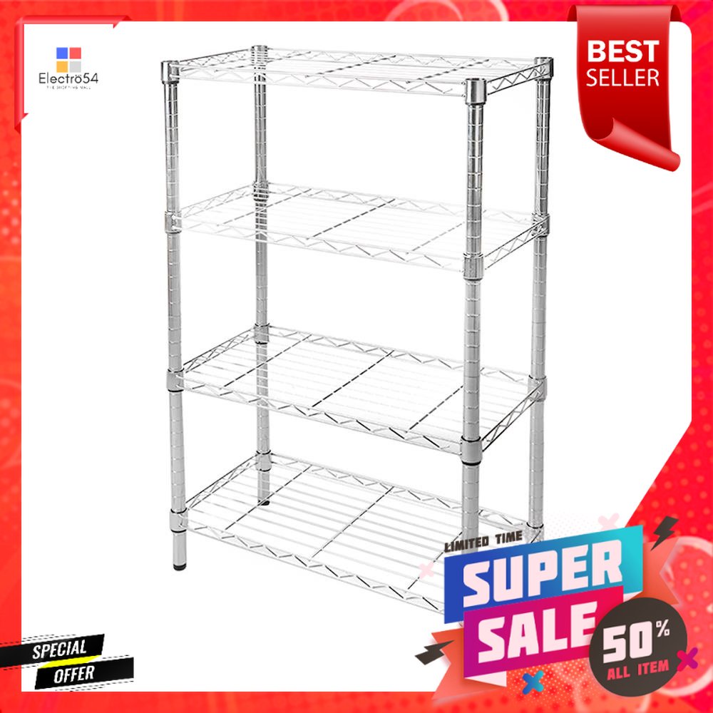 ชั้นวางของ 4 ชั้น STACKO BAZE 60x30x97.5 ซม. สีโครเมียม4 TIER SHELVES STACKO BAZE 60X30X97.5CM CHROM