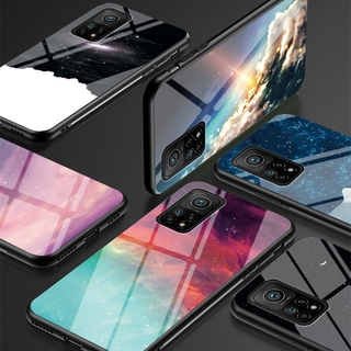 เคสโทรศัพท์ Xiaomi 10T Pro / Xiaomi 10T Phone Casing Color Starry Sky Tempered Glass Cover Silicon Soft Edges Case เคส