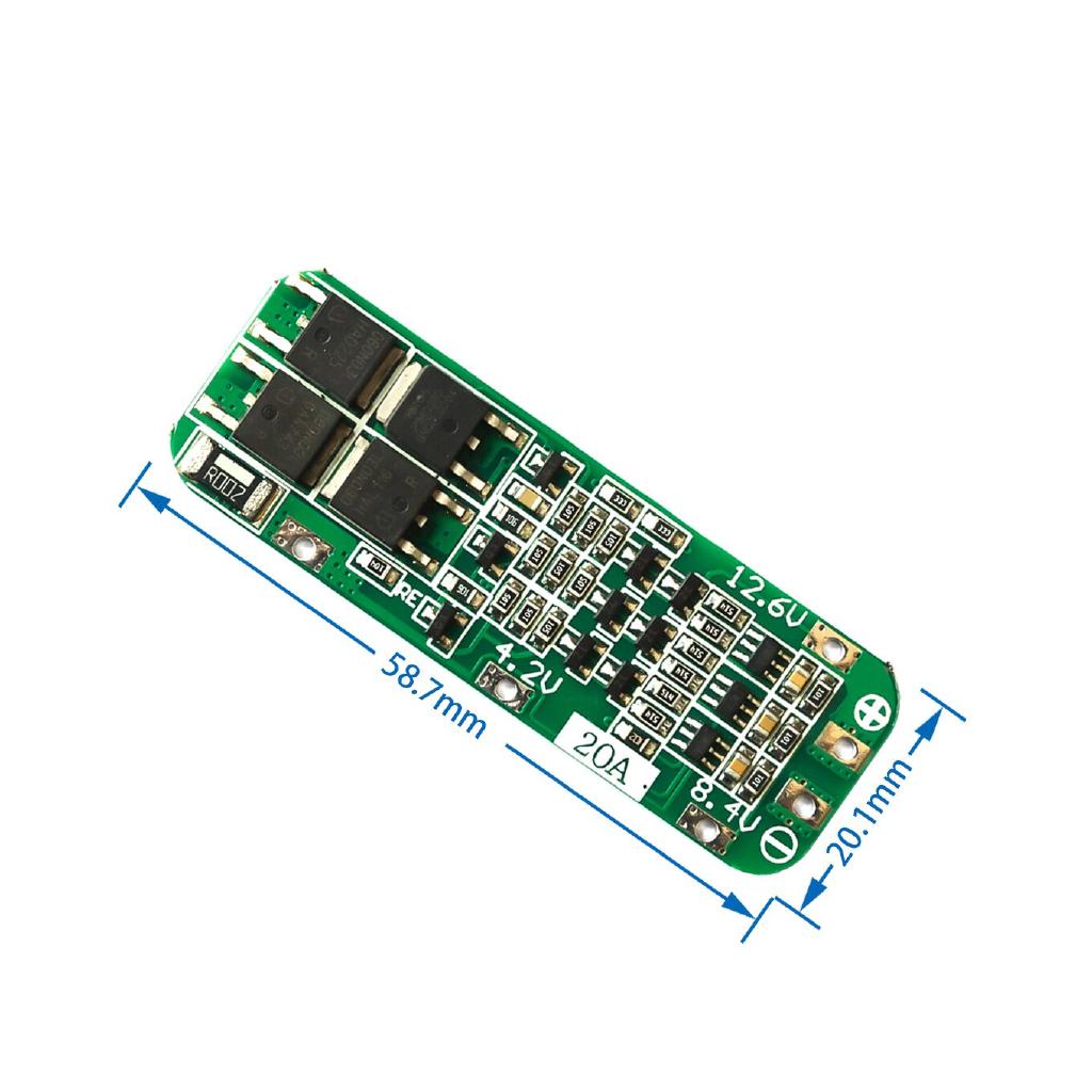 บอร์ดโมดูล PCB BMS 3S 20A 18650 12.6V เซลล์ 64x20x3.4 มม.