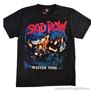 ผ้าฝ้าย 100% เสื้อวงร็อค Skid Row Tshirt Rock เสื้อยืดวงร็อค Skid Row oversize S-3XL